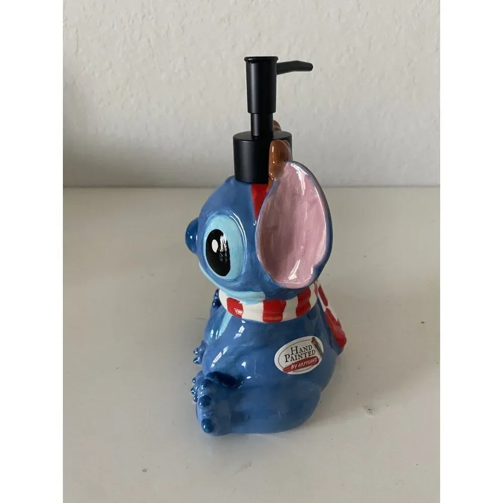 Disney Stitch With Antlers and Scarf Christmas Holiday Soap Lotion Dispenser NEW